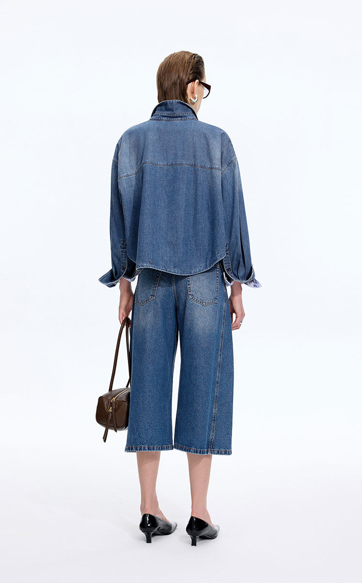 Shirt / JNBY Oversized Cotton Denim Long Sleeve Shirt