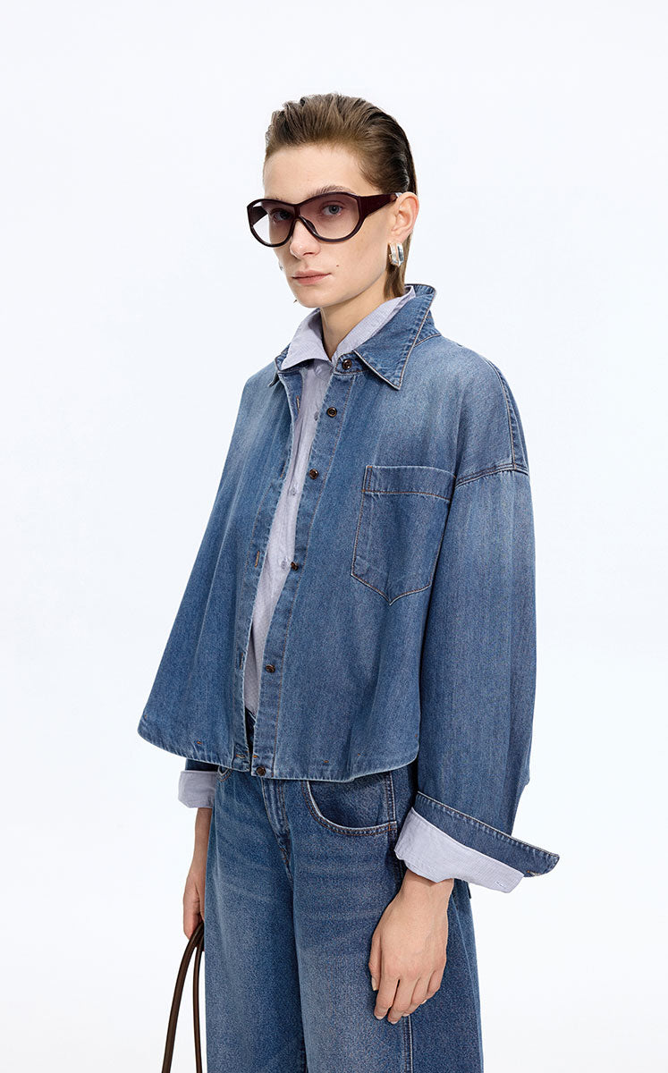 Shirt / JNBY Oversized Cotton Denim Long Sleeve Shirt