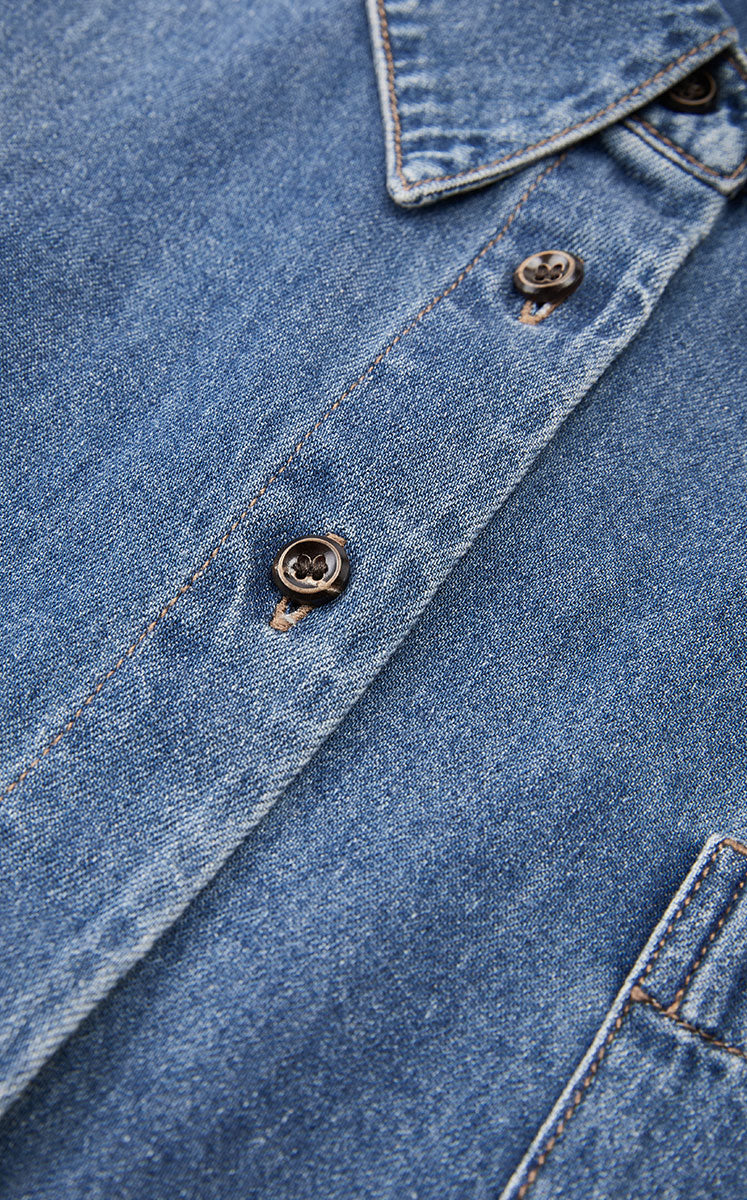 Shirt / JNBY Oversized Cotton Denim Long Sleeve Shirt