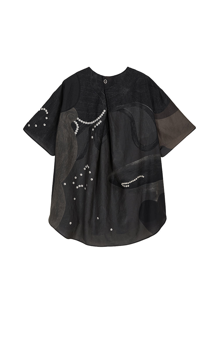 Shirt / JNBY Pearl Print Oversized Short Sleeve Shirt