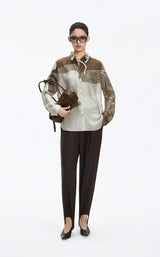 Shirt / JNBY Silk Pearl Print Relaxed Long Sleeve Shirt
