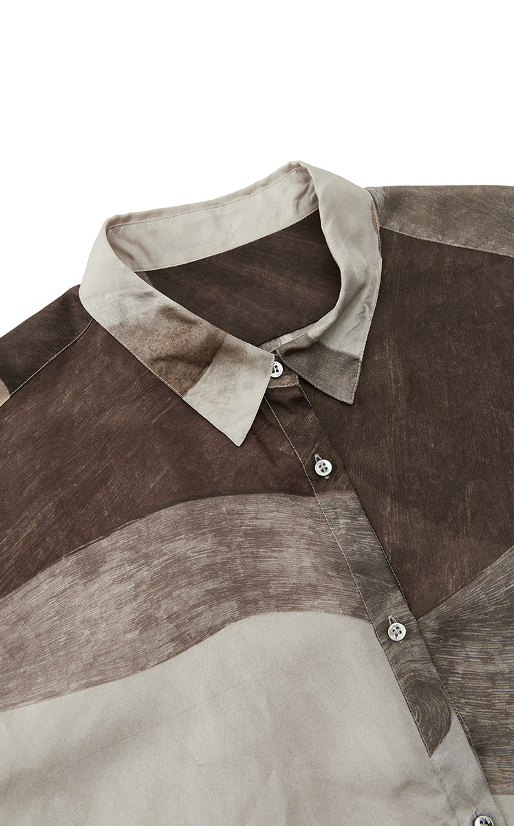Shirt / JNBY Silk Pearl Print Relaxed Long Sleeve Shirt