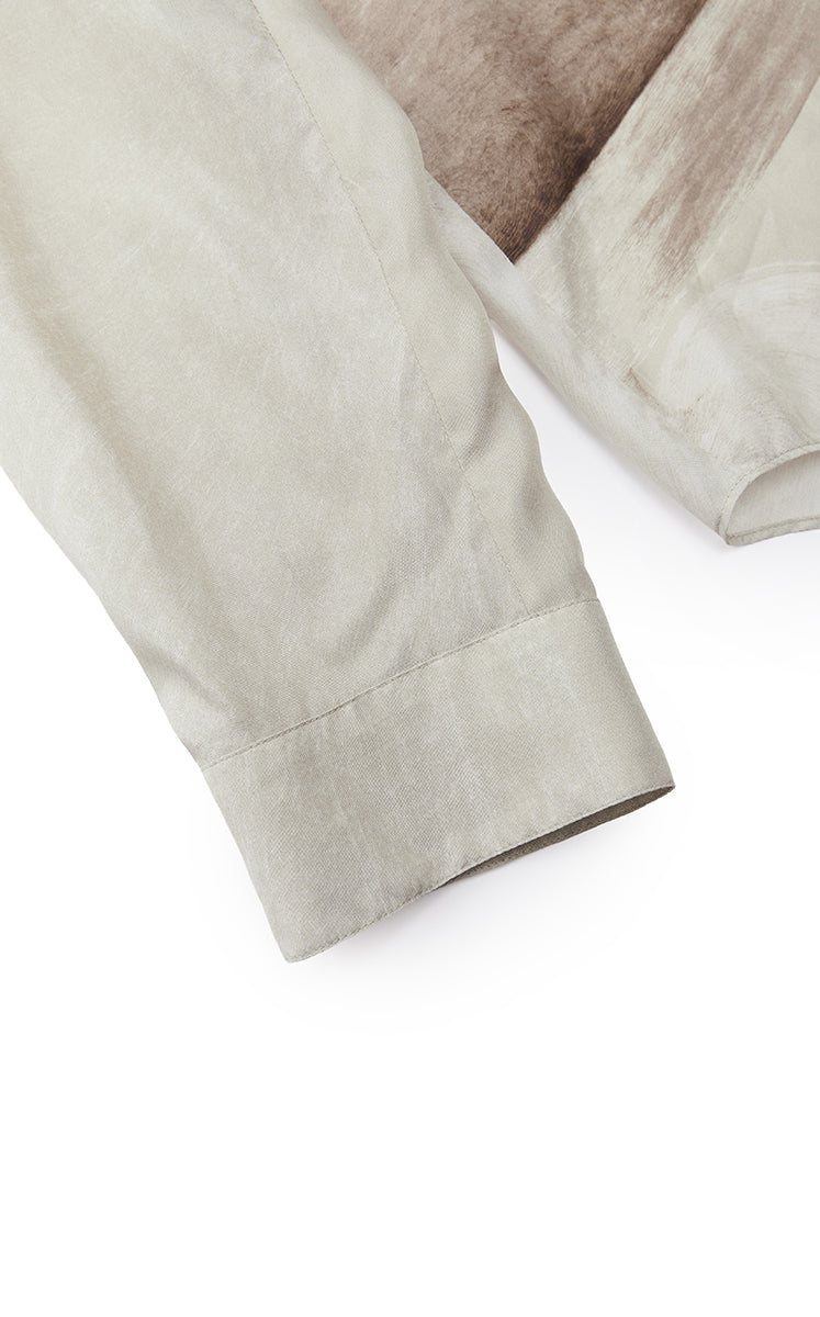 Shirt / JNBY Silk Pearl Print Relaxed Long Sleeve Shirt