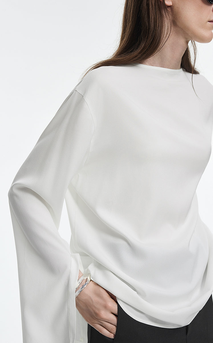 Shirt / JNBY Silk Twill Tie Detail Relaxed Shirt