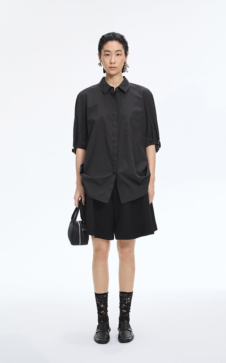 Shirt / JNBY Twisted Poplin Short Sleeve Shirt Black