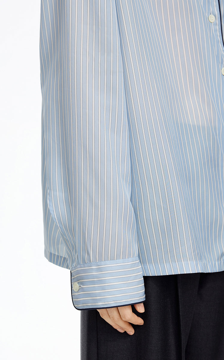 Shirt / JNBY Cupro Relaxed Stripe Shirt Blue & White Check-1