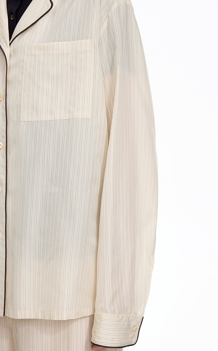 Shirt / JNBY Cupro Relaxed Stripe Shirt Oatmeal Marl-2