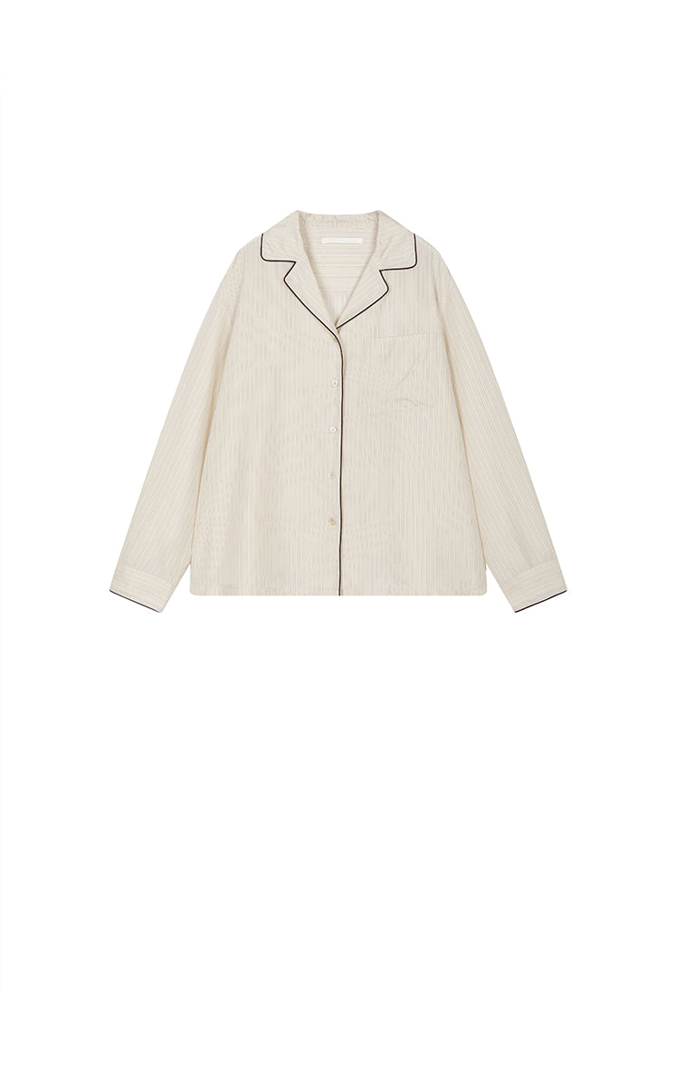 Shirt / JNBY Cupro Relaxed Stripe Shirt Oatmeal Marl-2