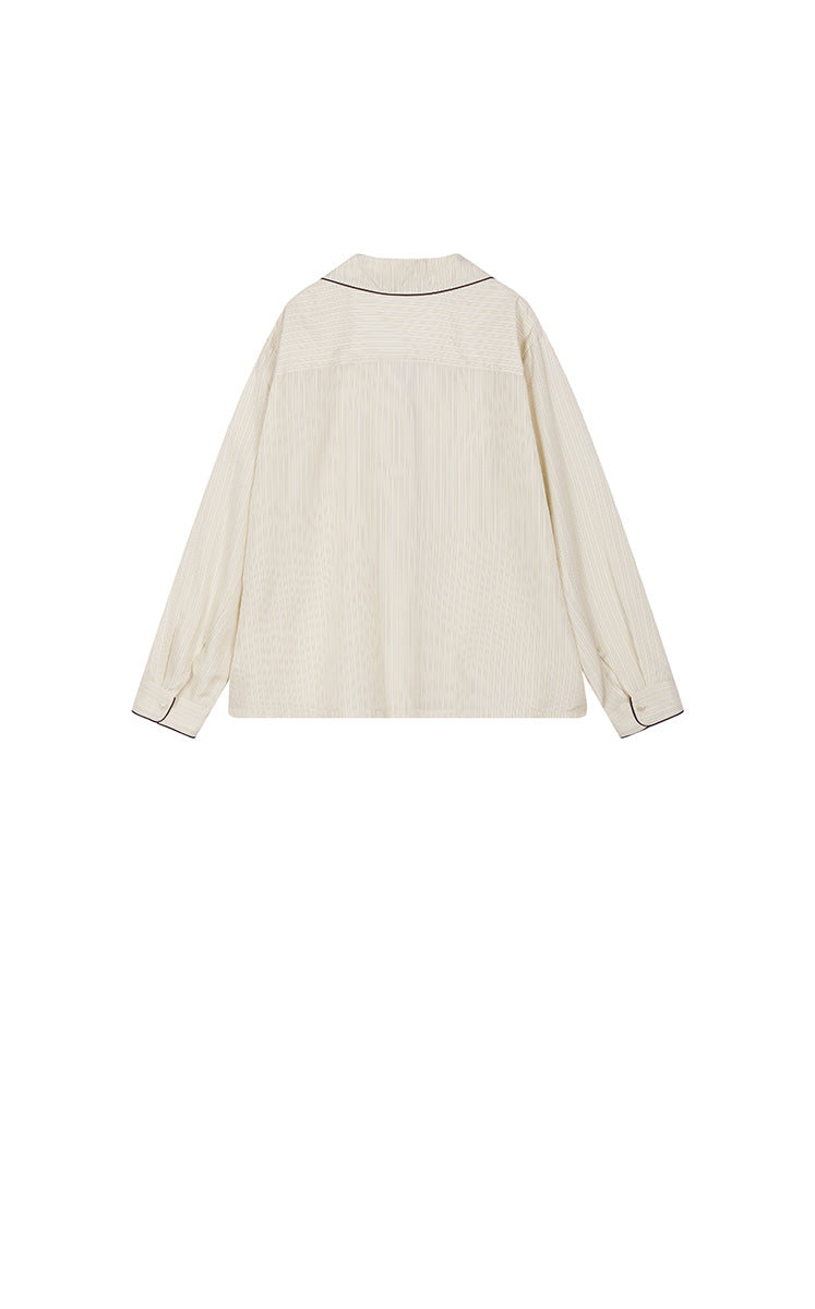Shirt / JNBY Cupro Relaxed Stripe Shirt Oatmeal Marl-2