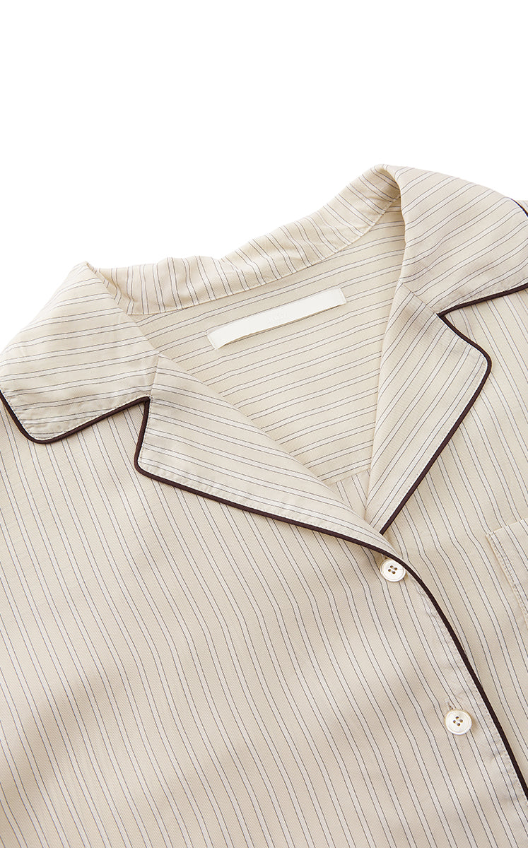 Shirt / JNBY Cupro Relaxed Stripe Shirt Oatmeal Marl-2