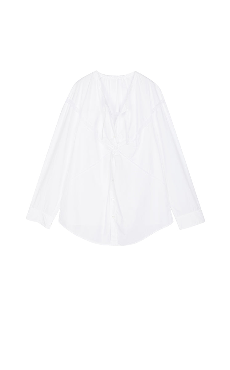Shirt / JNBY Lace Panel Cotton Relaxed Long Sleeve Shirt Ecru-1