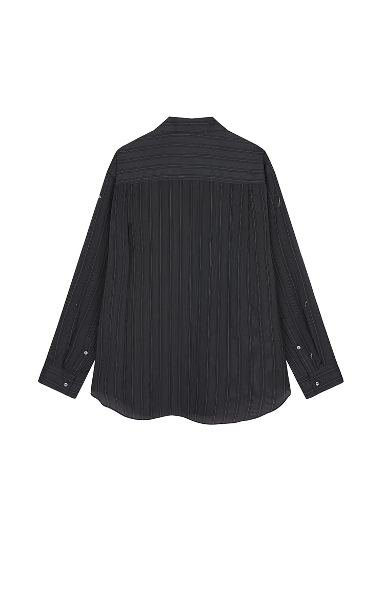 Shirt / JNBY Metallic Embellished Cupro Oversized Shirt Grey Marl-1