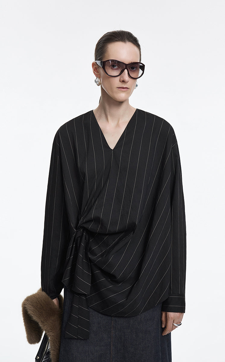 Shirt / JNBY Modal Blend Pleated Hem Oversized Shirt Heather Black-1
