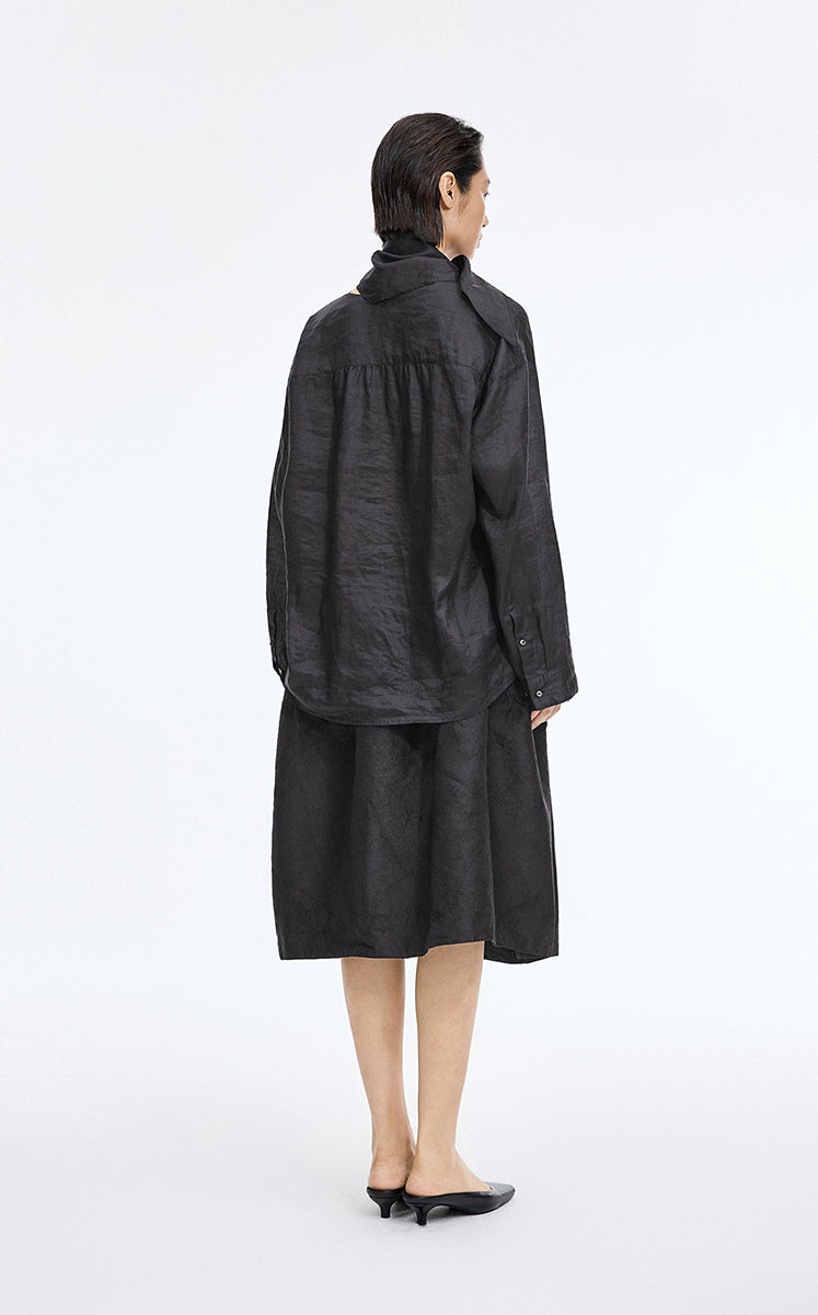 Shirt / JNBY Oversized Linen Long Sleeve Shirt Black-1
