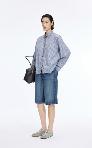 Shirt / JNBY Relaxed Modern Check Shirt Blue & White Check-1