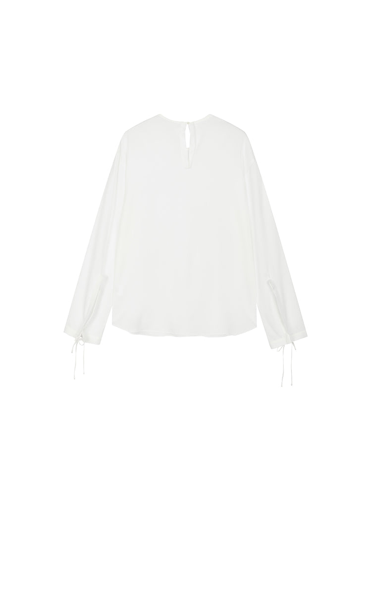 Shirt / JNBY Silk Twill Tie Detail Relaxed Shirt Pure White-1