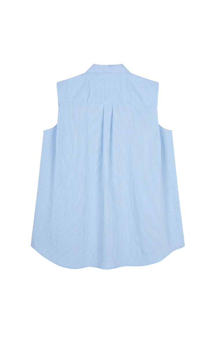 Shirt / JNBY Textured Modal Sleeveless Shirt Blue Black Stripe / Check-3
