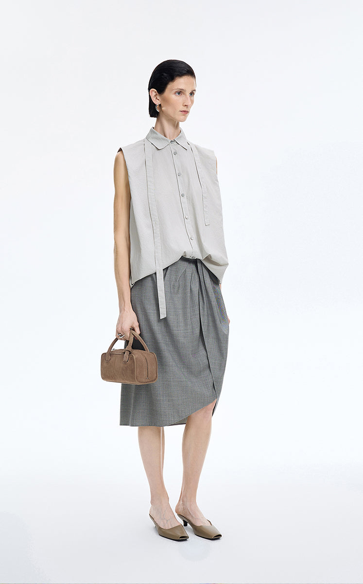 Shirt / JNBY Textured Modal Sleeveless Shirt Sage Green-1