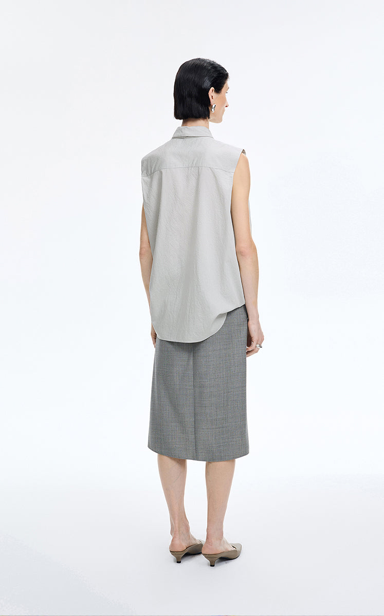 Shirt / JNBY Textured Modal Sleeveless Shirt Sage Green-1