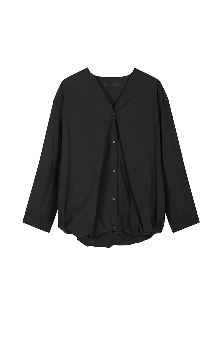 Shirt / JNBY V-Neck Poplin Oversized Shirt Black-3