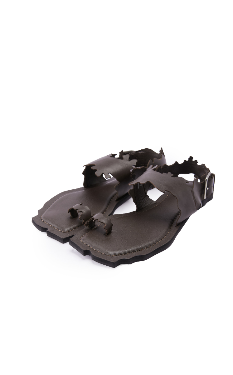 Shoes / JNBY Split-Toe Leather Sandals Dark Brown