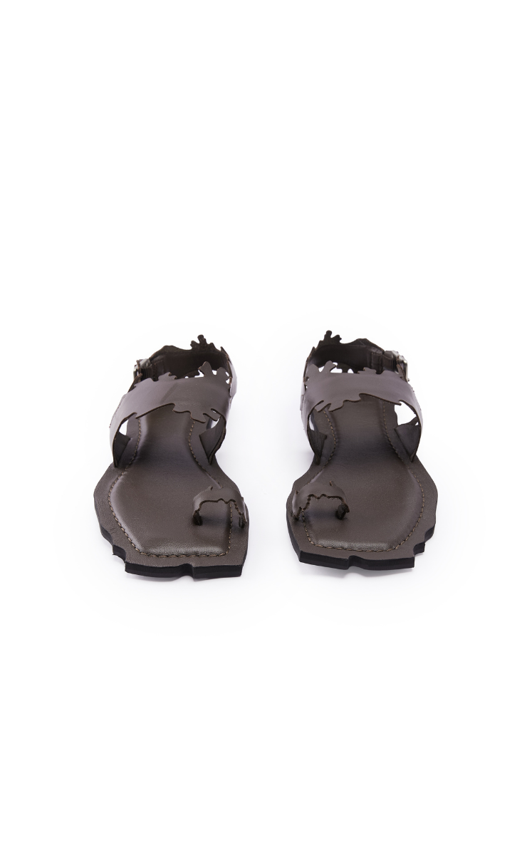 Shoes / JNBY Split-Toe Leather Sandals Dark Brown-2