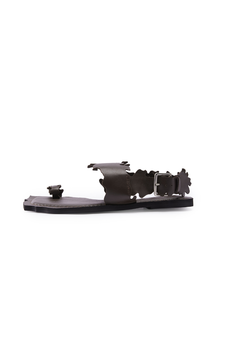 Shoes / JNBY Split-Toe Leather Sandals Dark Brown-2
