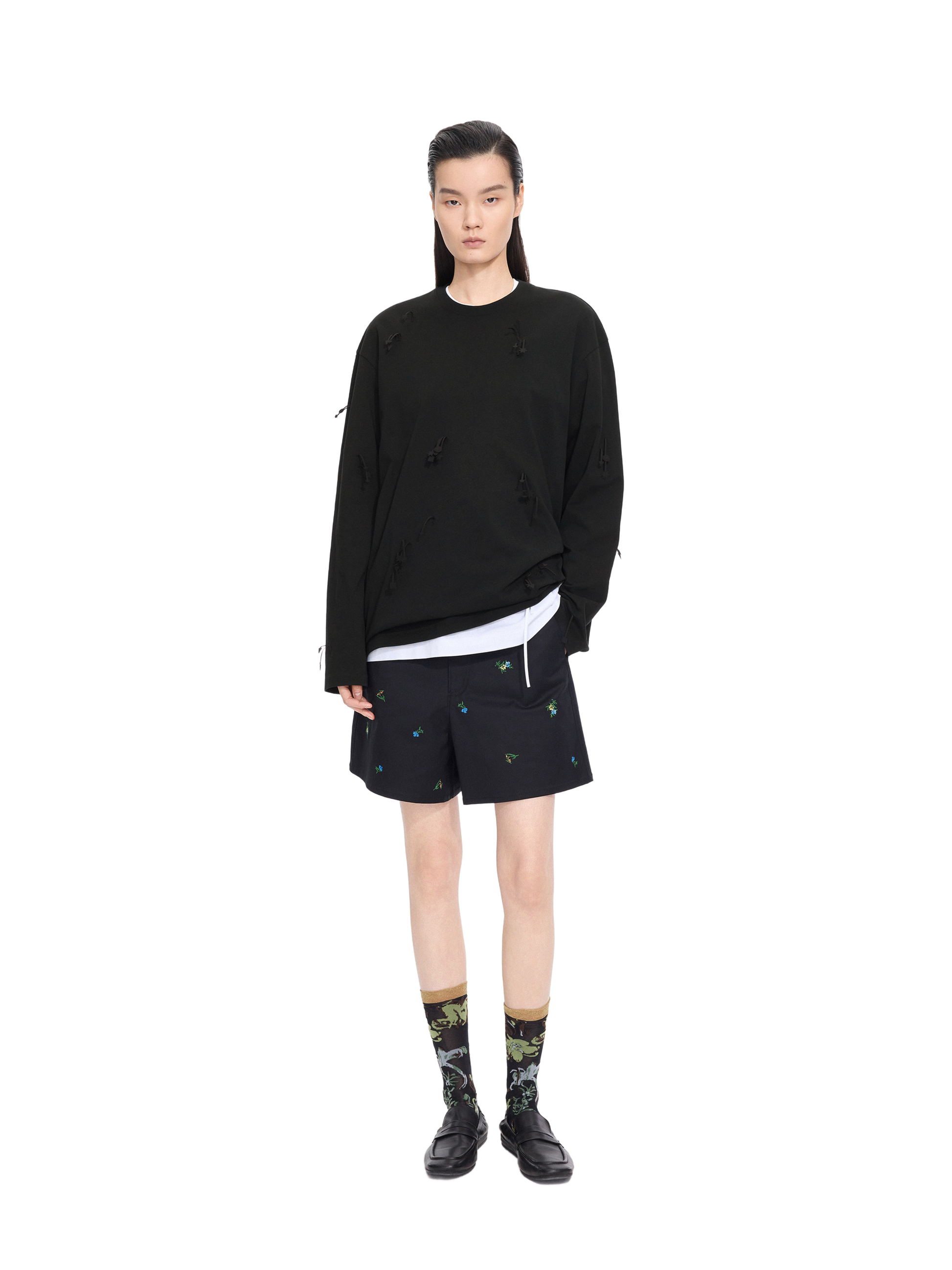 Shorts / JNBY Cotton Embroidered A-Line Shorts