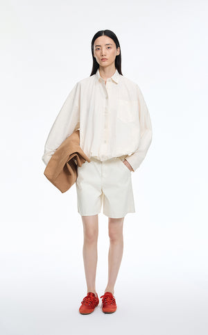 Shorts / JNBY Cotton Wide-Leg Bermuda Shorts Grey White