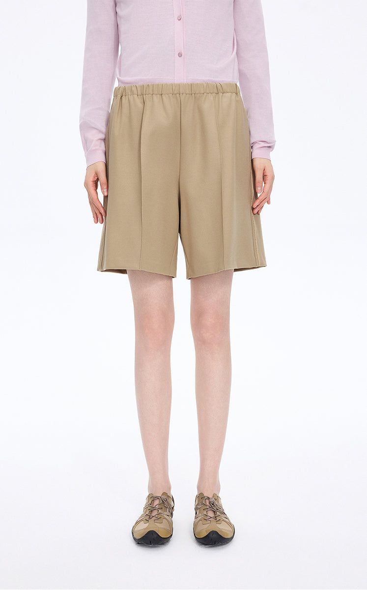 Shorts / JNBY Stretch Straight-Leg Tailored Shorts Olive Khaki