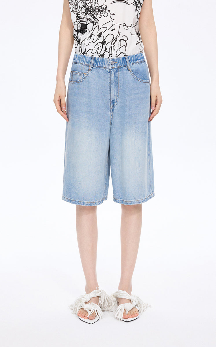 Shorts / JNBY Floral Print Denim Shorts Light Denim Blue