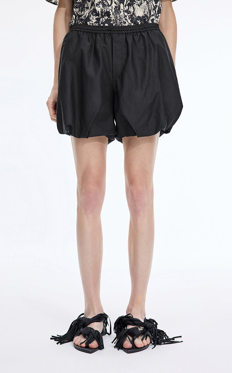 Shorts / JNBY Silk-Cotton Bubble Hem Shorts Black