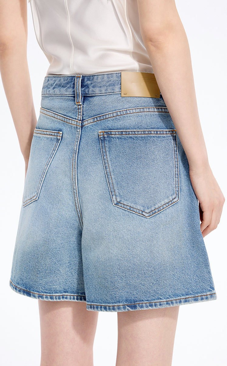 Shorts / JNBY A-Line Organic Cotton Denim Shorts Washed Denim Blue-3