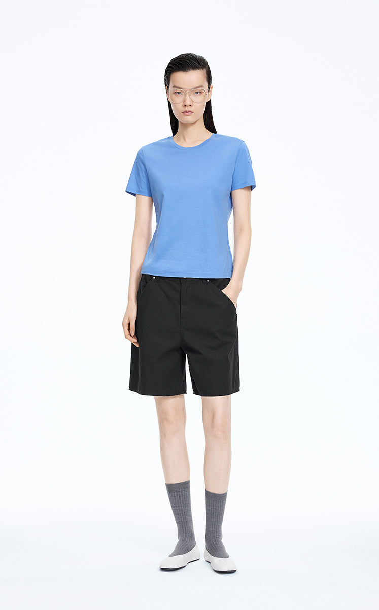 Shorts / JNBY Cotton Wide-Leg Bermuda Shorts Black-1