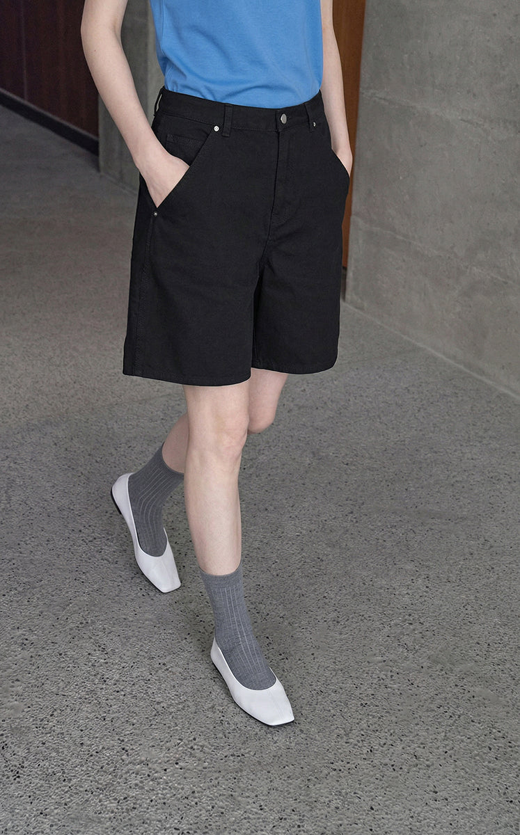 Shorts / JNBY Cotton Wide-Leg Bermuda Shorts Black-1