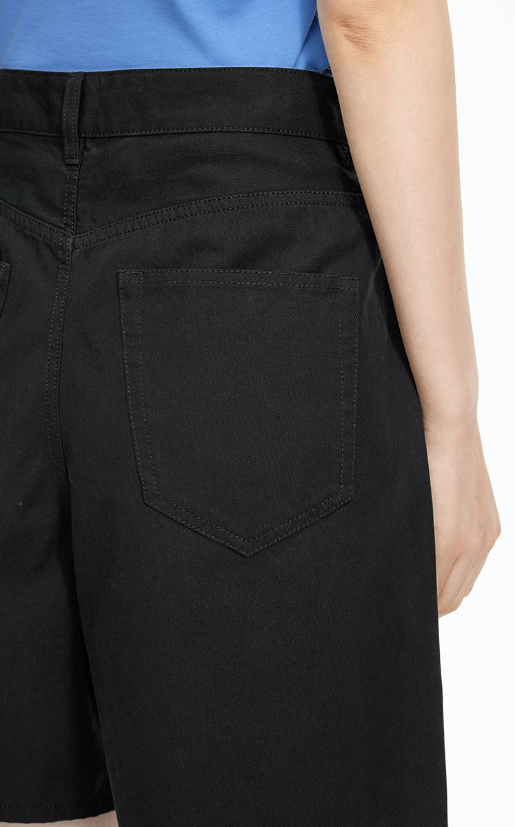 Shorts / JNBY Cotton Wide-Leg Bermuda Shorts Black-1