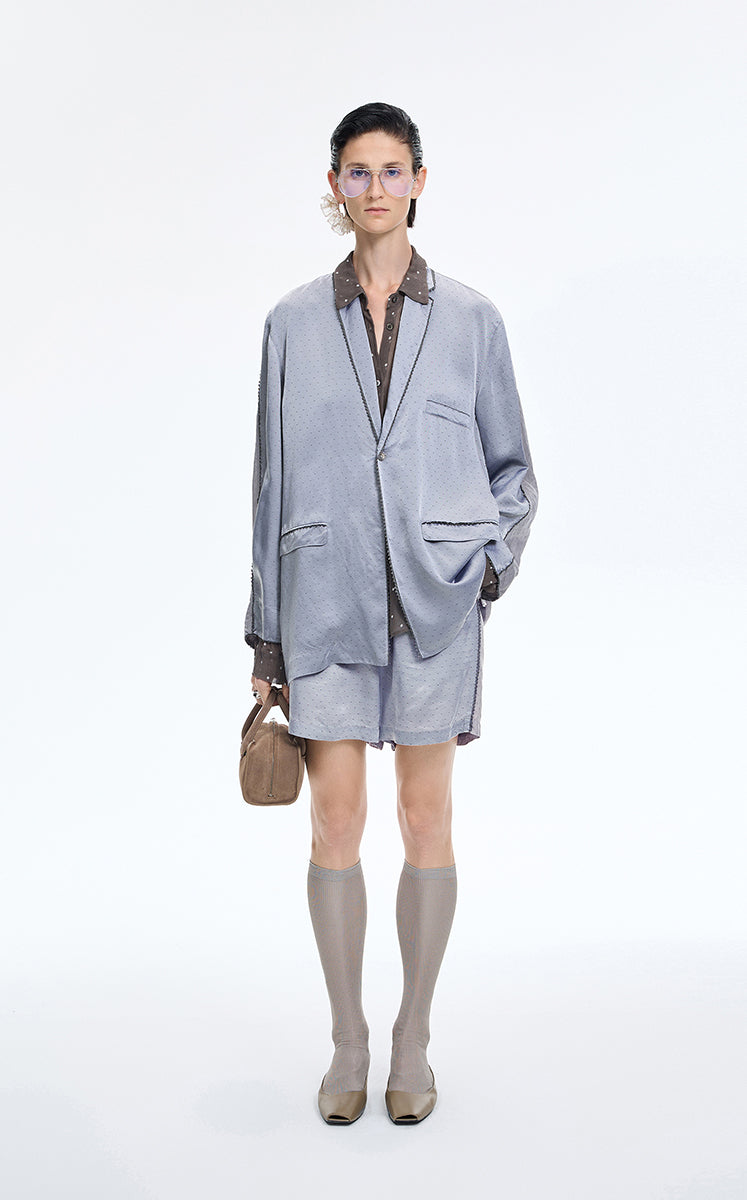 Shorts / JNBY Cupro Wide-Leg Drawstring Shorts Grey-1
