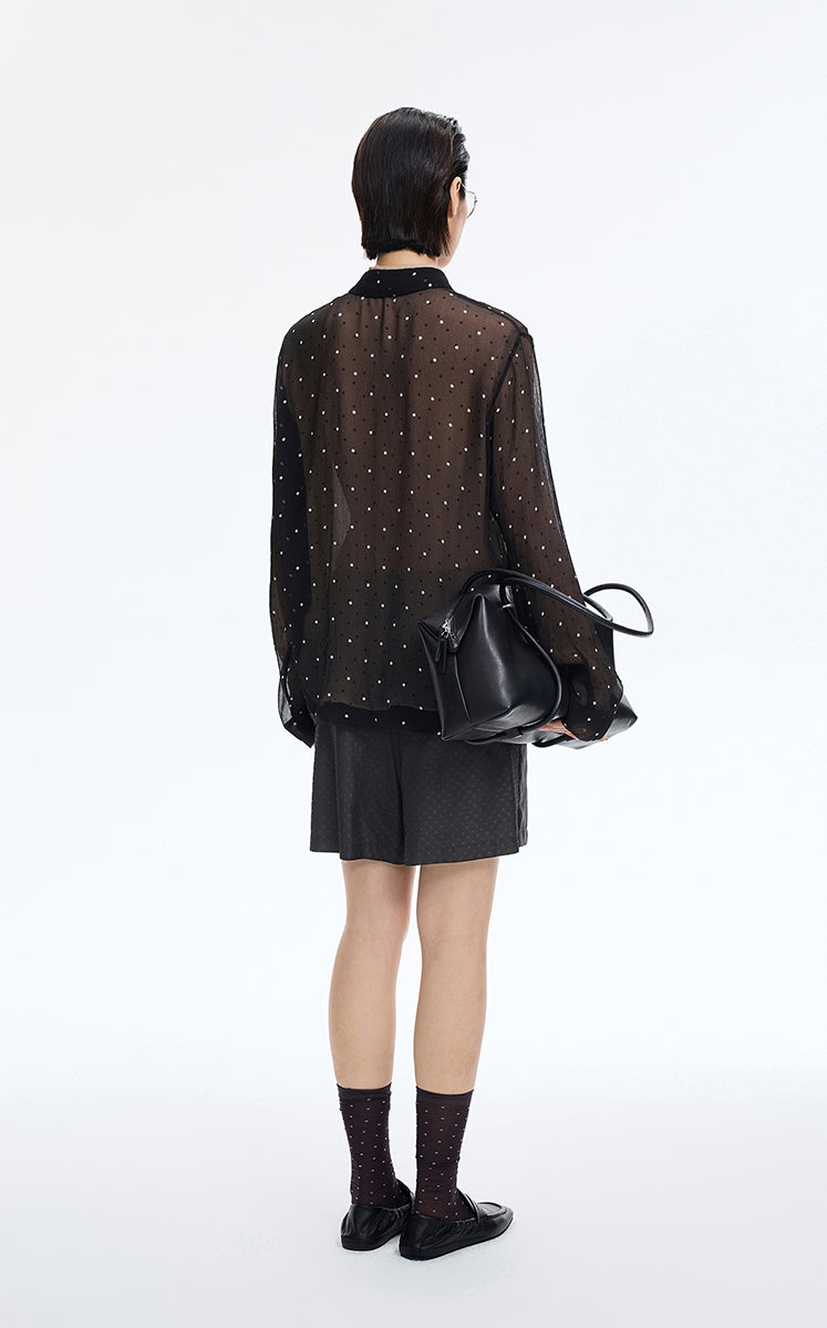 Shorts / JNBY Cupro Wide-Leg Drawstring Shorts Black Marl-2