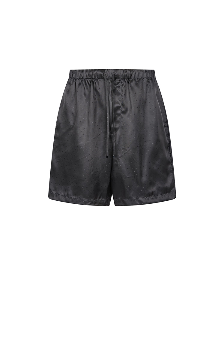 Shorts / JNBY Cupro Wide-Leg Drawstring Shorts Black Marl-2