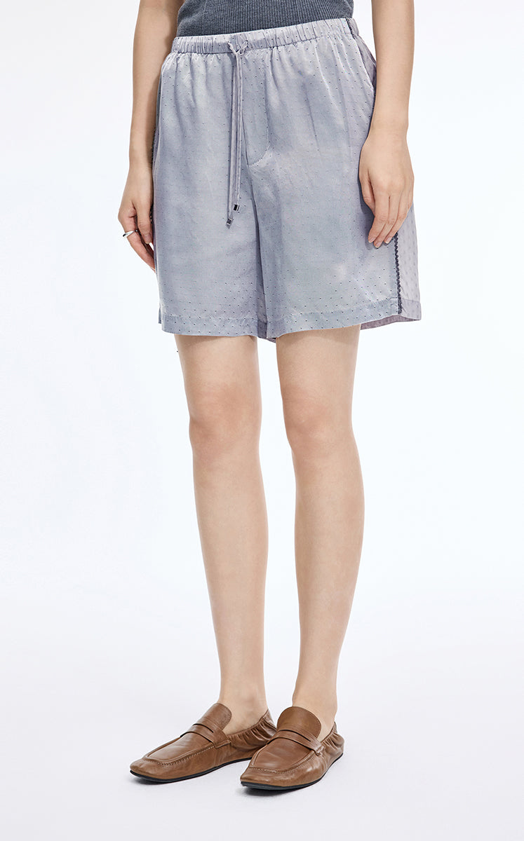 Shorts / JNBY Cupro Wide-Leg Drawstring Shorts Grey-1