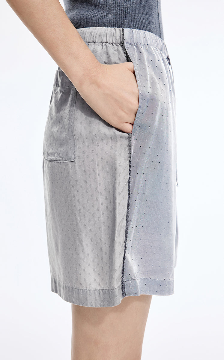 Shorts / JNBY Cupro Wide-Leg Drawstring Shorts Grey-1