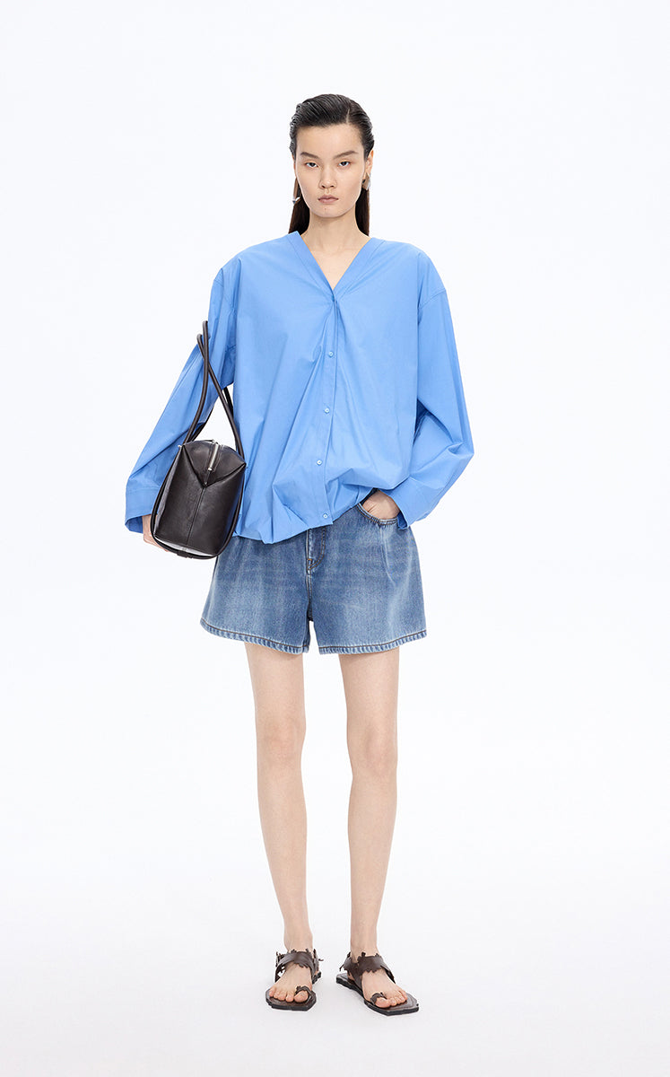 Shorts / JNBY Lyocell Balloon Denim Shorts Light Denim Blue-1