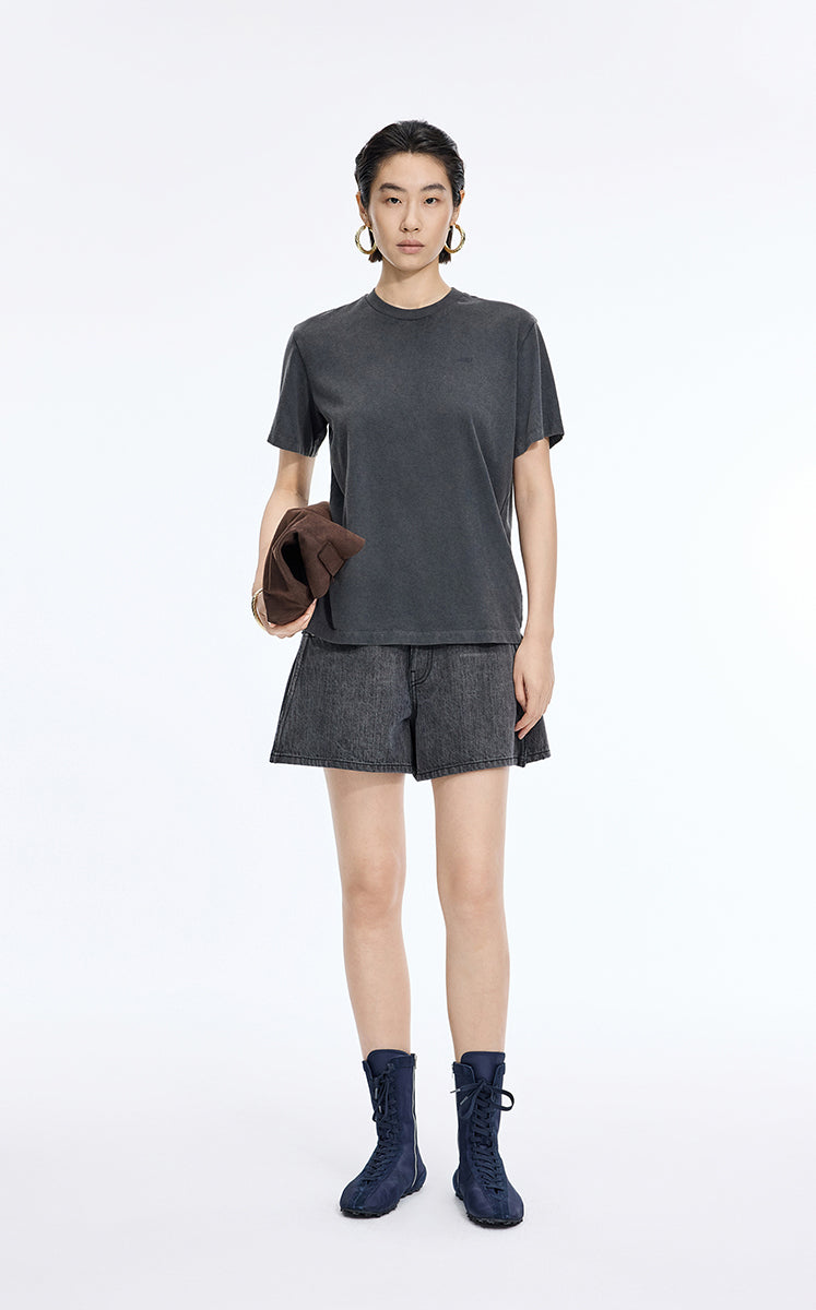 Shorts / JNBY Rolled-Hem Denim Shorts Dark Grey Denim-3