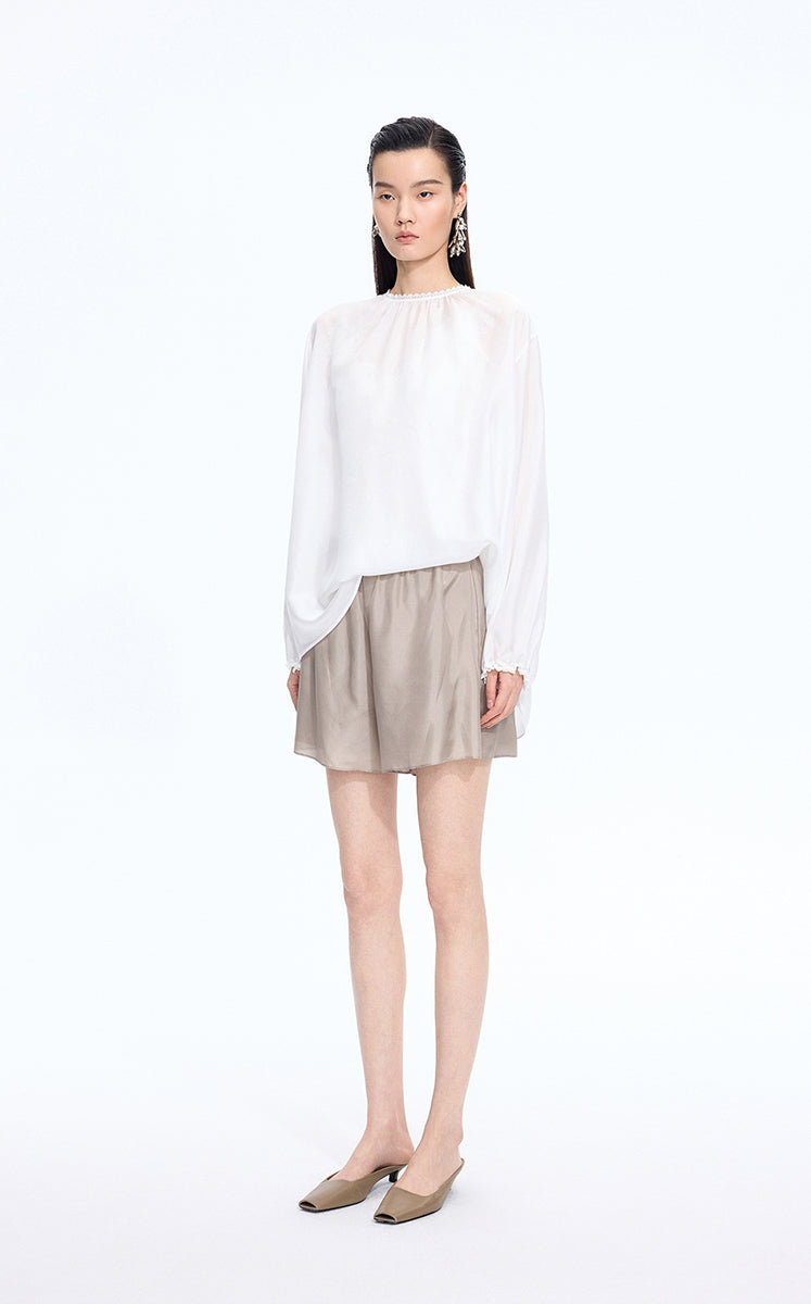 Shorts / JNBY Silk Wide-Leg Shorts Rust Khaki-3