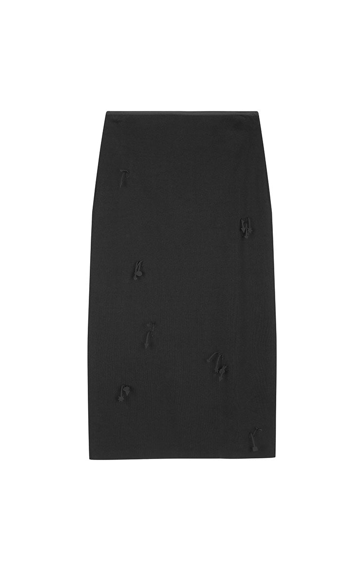 Skirt / JNBY 3D Floral Tassels Silk Blend Mid-Length Skirt