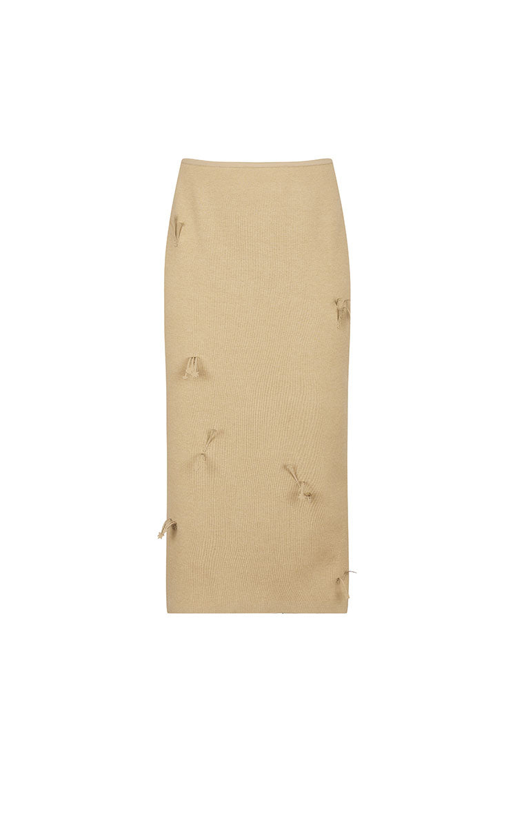 Skirt / JNBY 3D Floral Tassels Silk Blend Mid-Length Skirt
