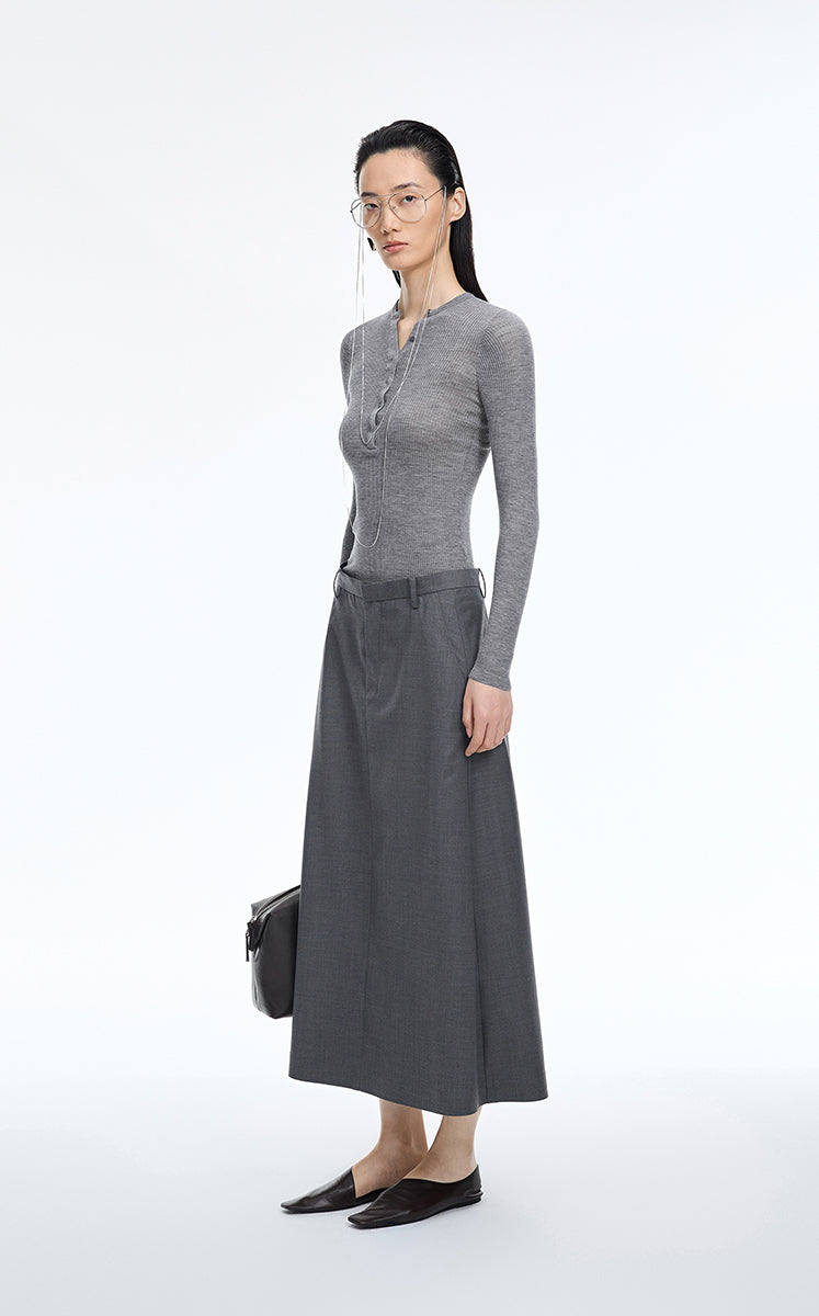 Skirt / JNBY A-Line Long Wool Blend Skirt