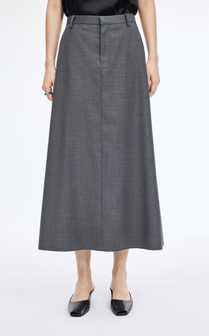 Skirt / JNBY A-Line Long Wool Blend Skirt Grey