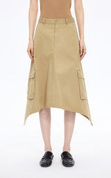 Skirt / JNBY Asymmetric Cotton Mid-Length Skirt