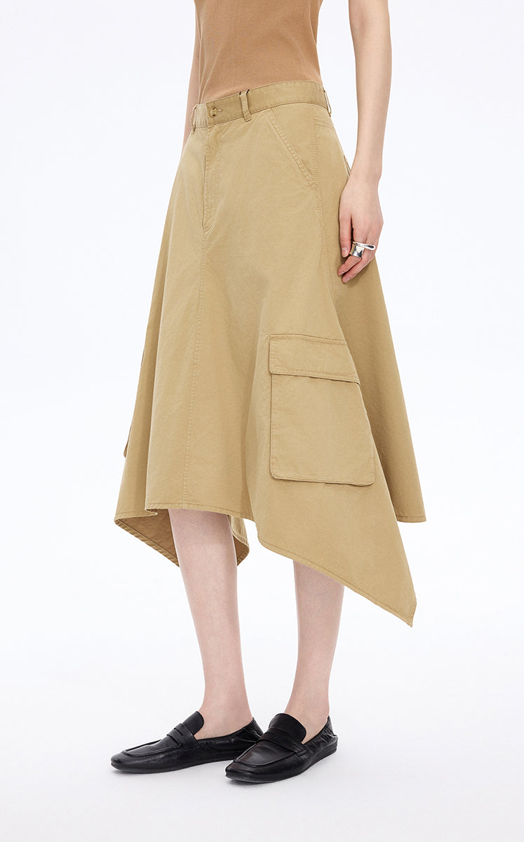 Skirt / JNBY Asymmetric Cotton Mid-Length Skirt